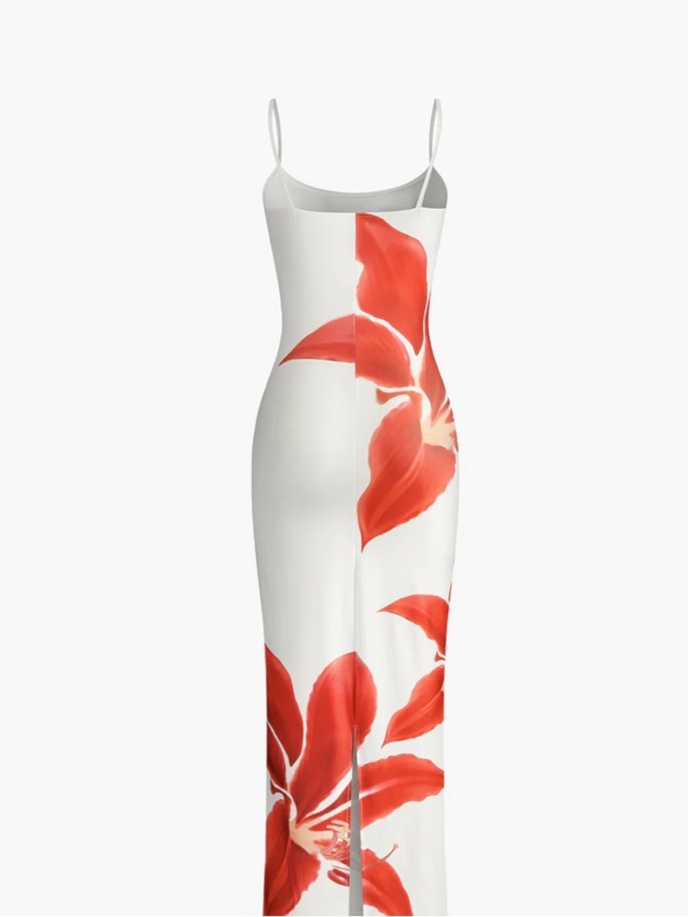 Commense White Maxi Dress with Red Floral Design - Picture 4 of 5